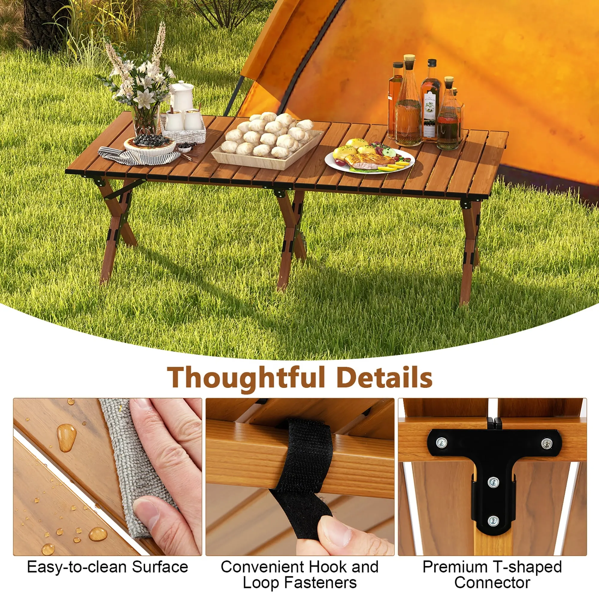 Picnic Outdoor Aluminum Folding Camping Table Portable Lightweight 50kg Bearing Egg Roll Table For Travel Bbq