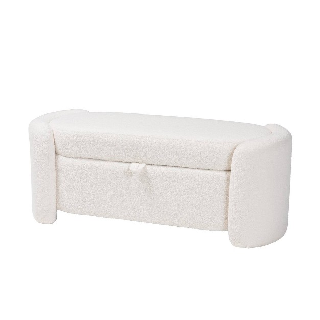 Oakes Boucle Upholstered Storage Bench Ivory Baxton Studio