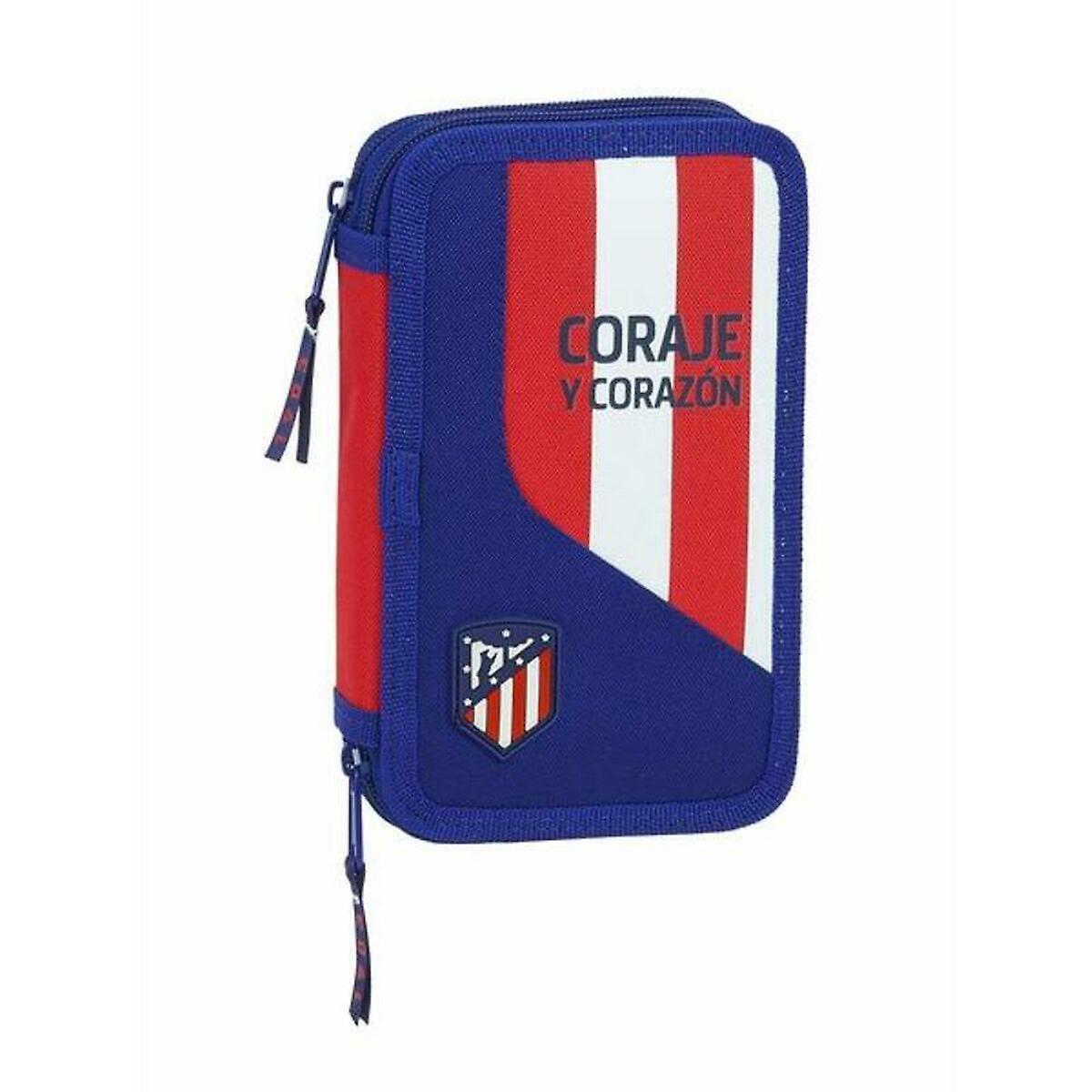 Double Pencil Case Atlético Madrid Blue Rojo/Blanco Sporting 28 Pieces 12.5 x 19.5 x 4 cm