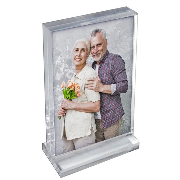 Azar Displays The Imperial Collection Acrylic Block Frame On Acrylic Base Vertical 8 5 quot w X 11 quot h