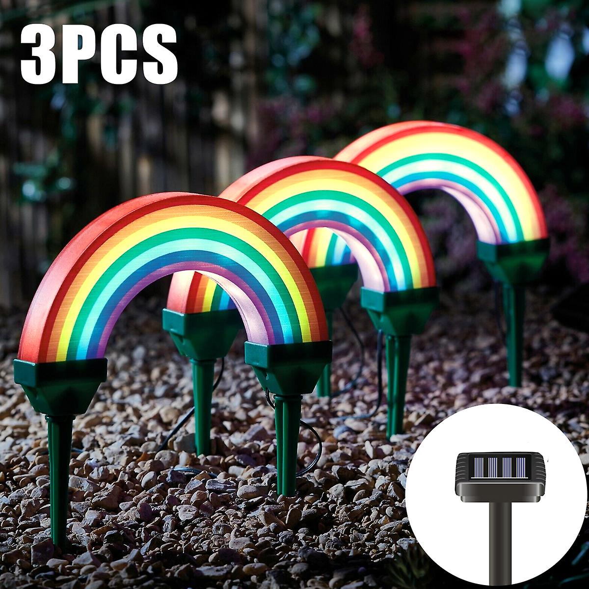 Rainbow Solar Lights Outdoor Waterproof Solar Stake Lights Led Landscape Lighting Lights For Garden Pathway Lawn Decoration