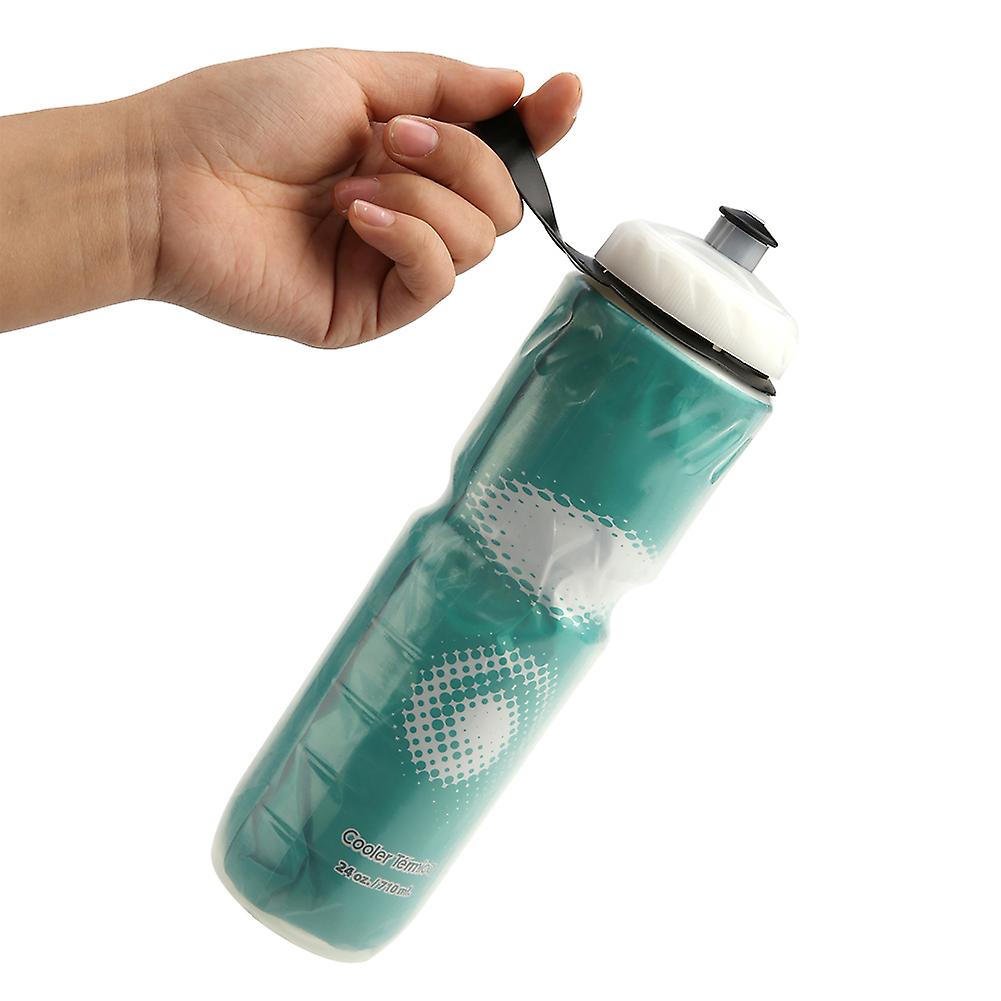 710ml Outdoor Dual Layer Thermal Keeping Pe Sport Bottle Hot Cold Water (green)