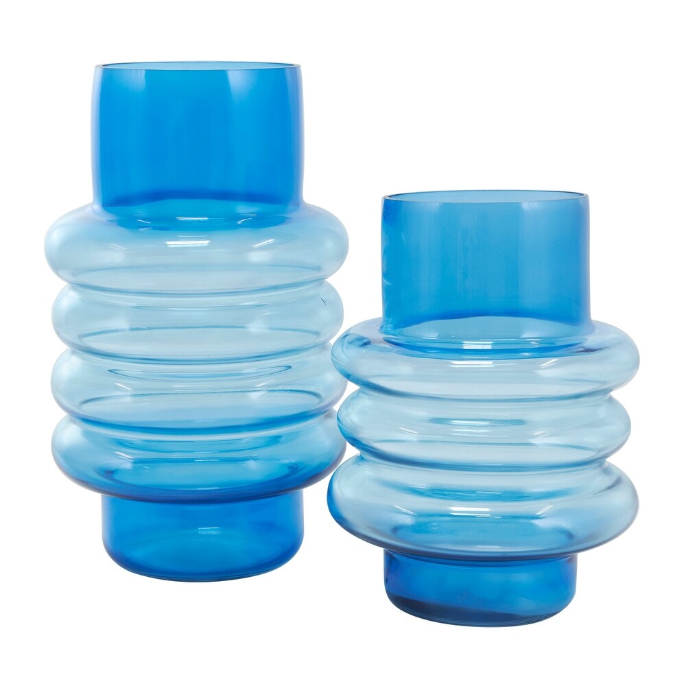 Blue Glass Ombre Bubble Vase (Set of 2)