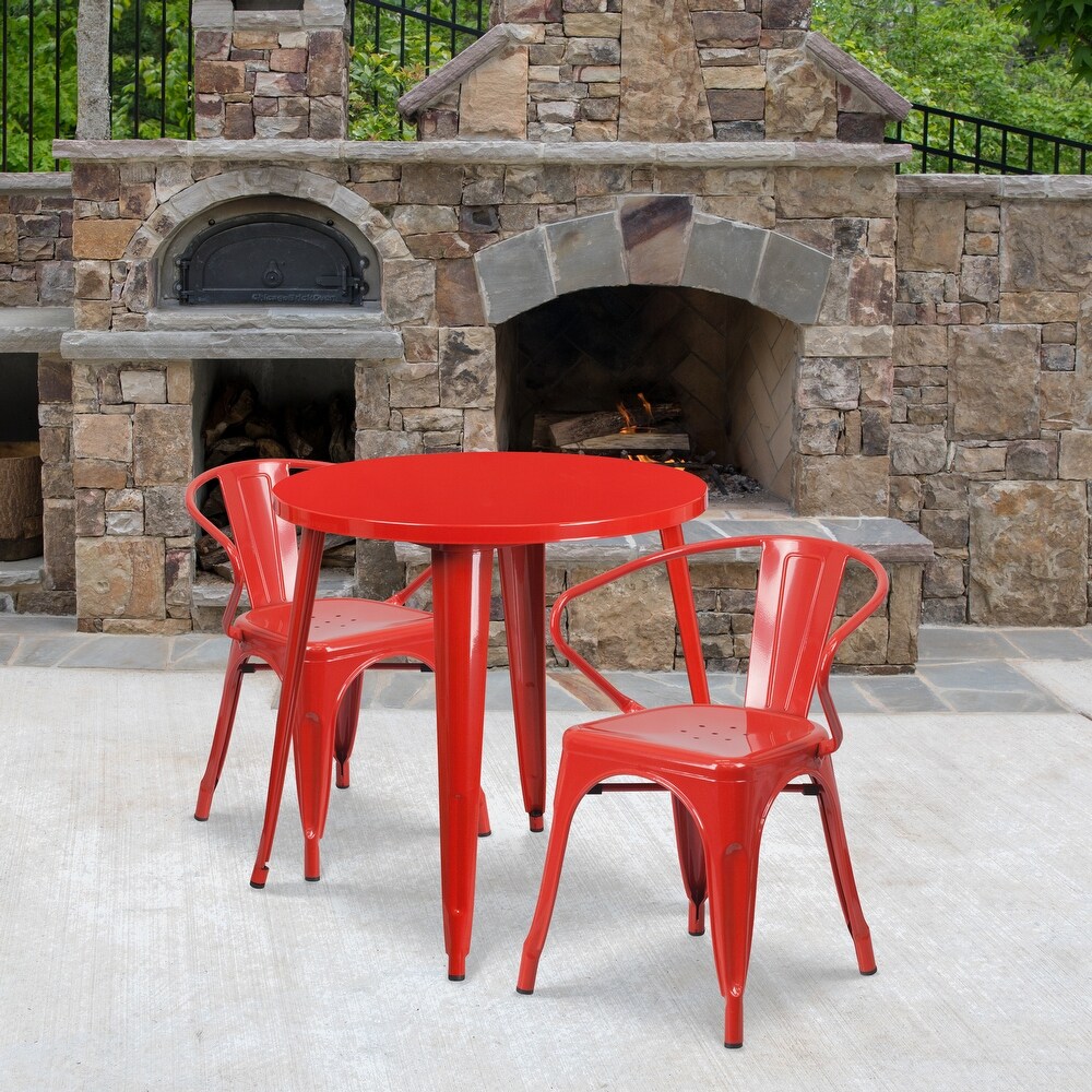 30' inch Round Metal Indoor Outdoor Table Set