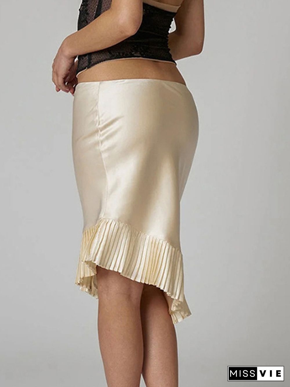 Low-Rise Slim Pleated Mermaid Skirt