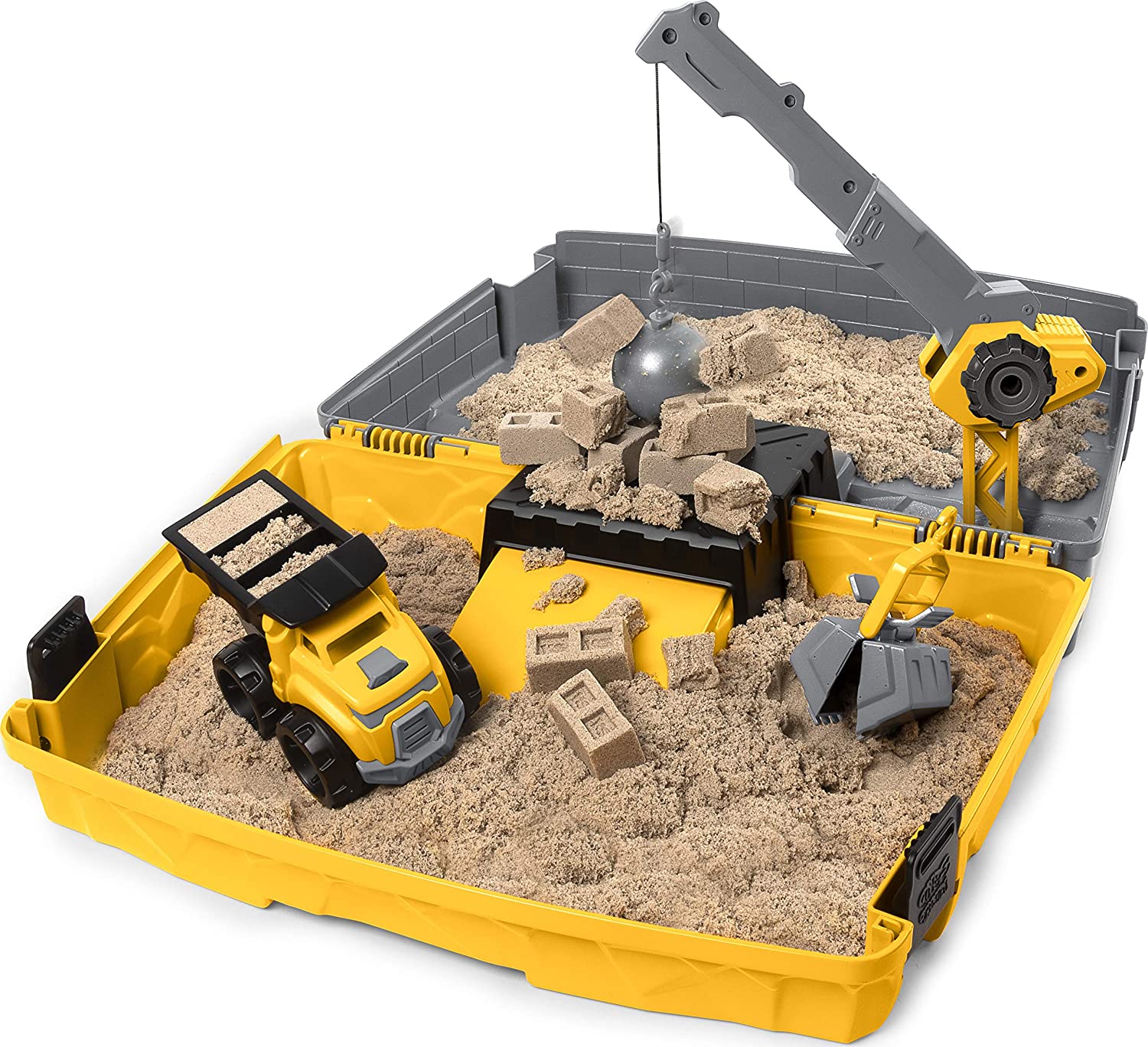 Kinetic Sand， Construction Site Folding Sandbox with Toy Truck and 2lbs of Play Sand， Sensory Toys for Kids Ages 3 and up