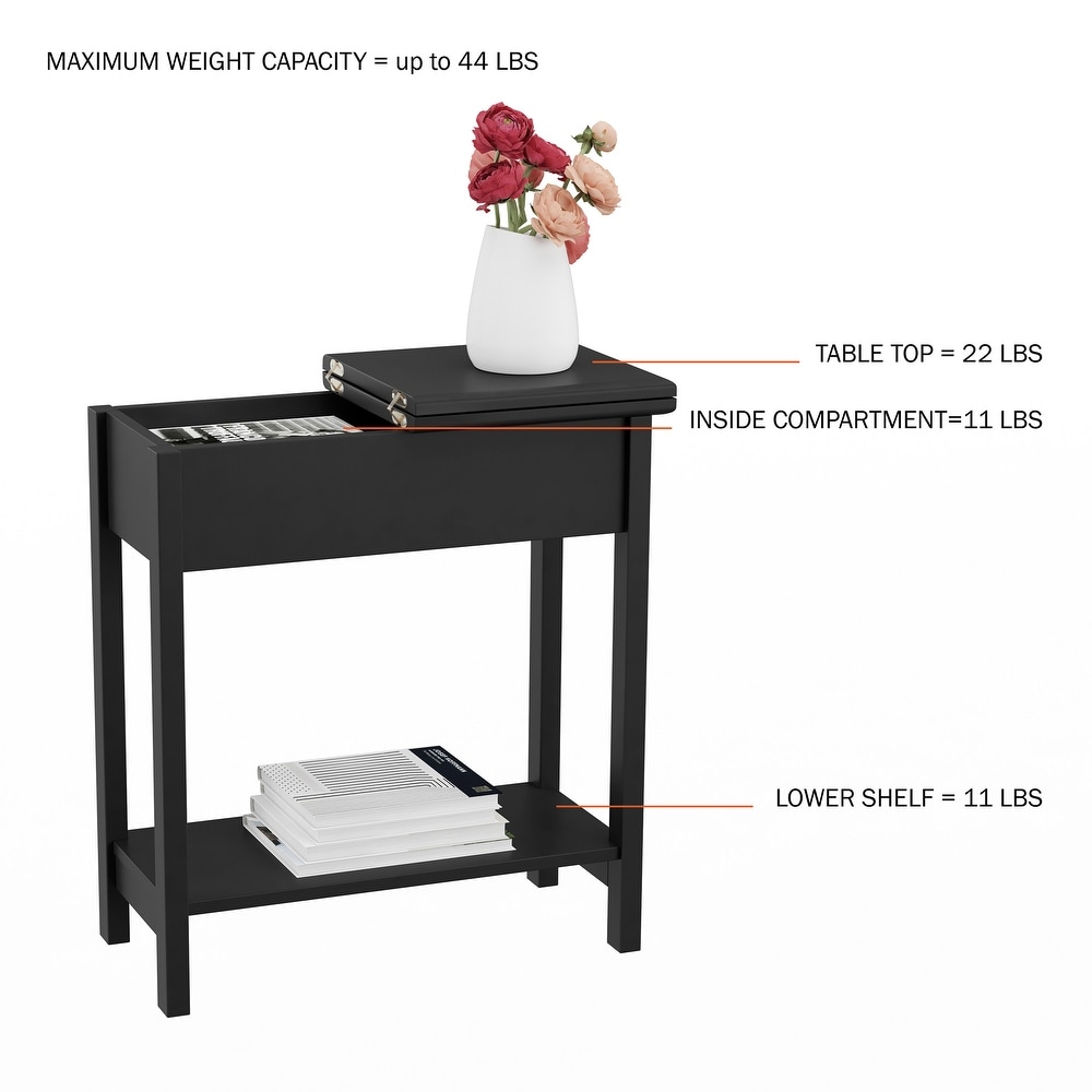 Hastings Home Narrow Flip Top End Table   22.75” x 11” x 24”