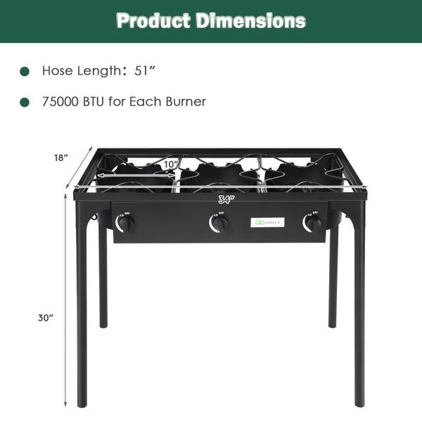 225 000-BTU Portable Propane 3 Burner Gas Cooker - 34