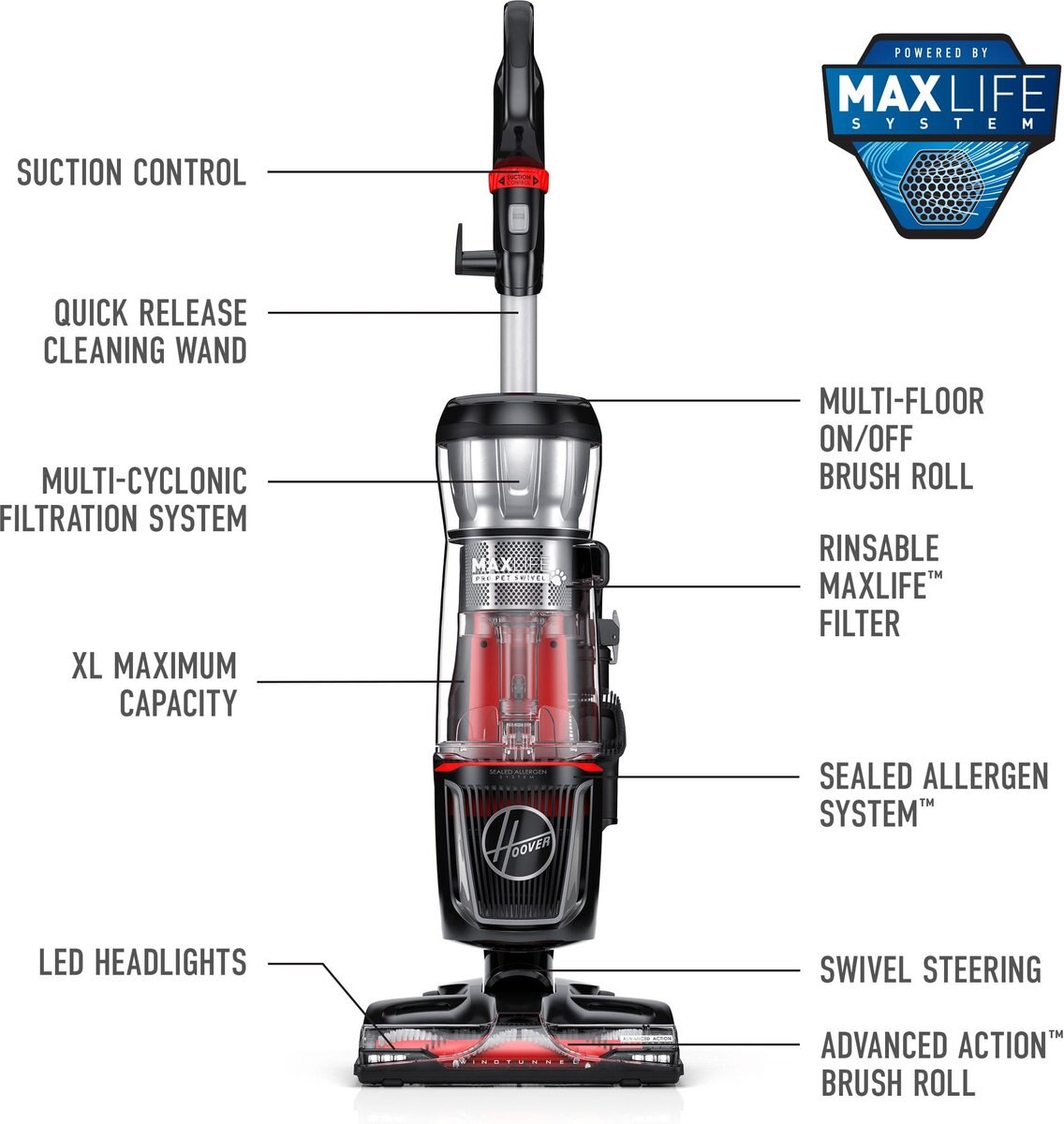 Hoover Maxlife Pro Pet Swivel Dog and Cat Stain Remover， Black