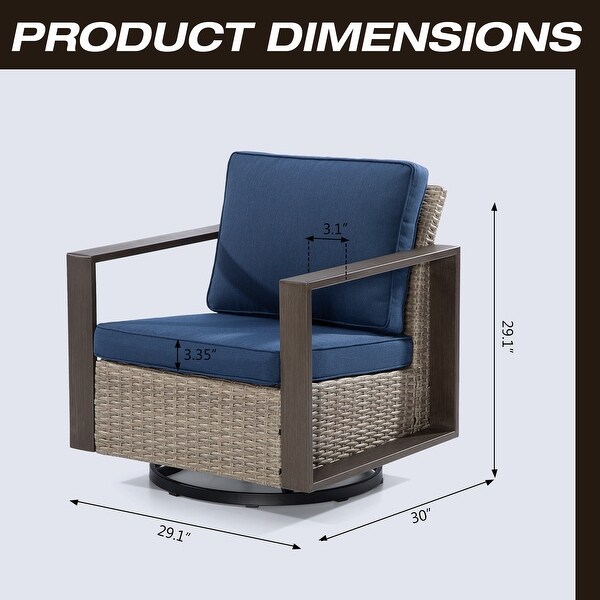 Cozywor 2Piece Patio Wicker Outdoor Rocking Chair with Metal Frame and Cushions