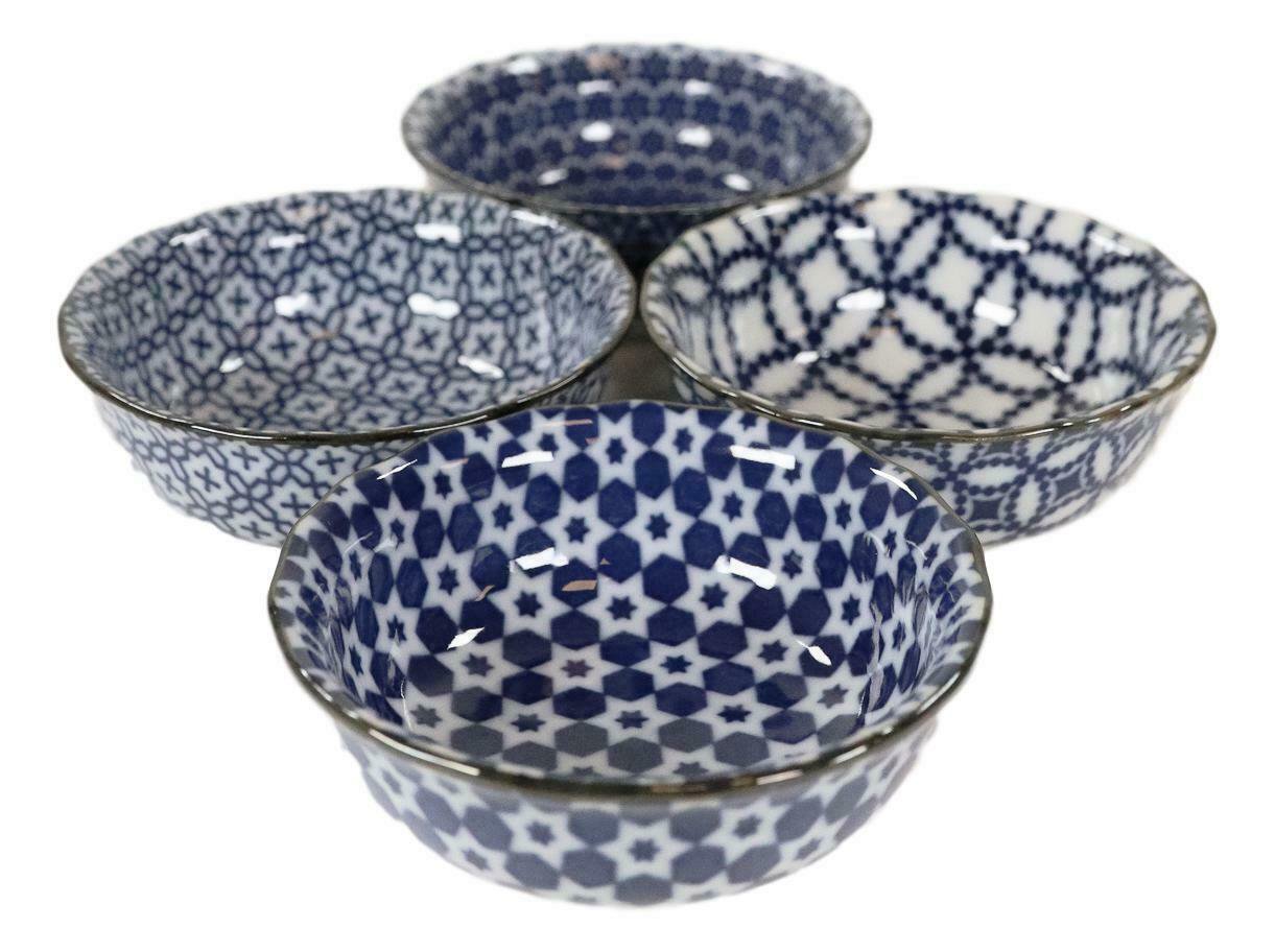 1 Multi Pattern Ceramic Sauce Appetizer Dipping Bowl Set of 4 EBR02