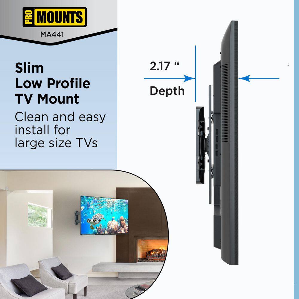 ProMounts Large Slim Full MotionArticulating TV Wall Mount for 32-60 in. Locking Adjustable TV Mounting Bracket MA441