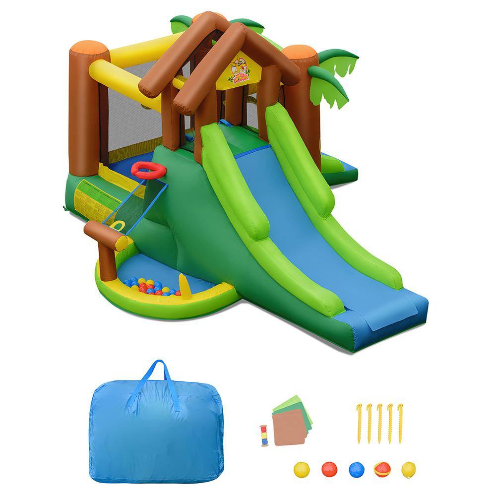 Costway Inflatable Jungle Bounce House Kids Dual Slide Jumping Castle Bouncer OP70152