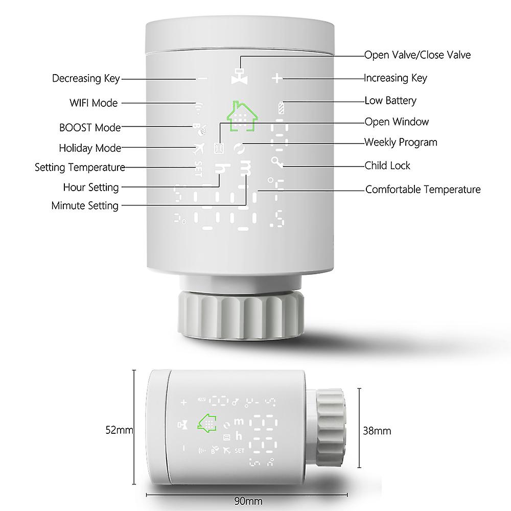 Tuya Smart Zigbee Radiator Actuator Programmable Thermostat Thermostatic Radiator Valve Temperature Controller Support Alexa