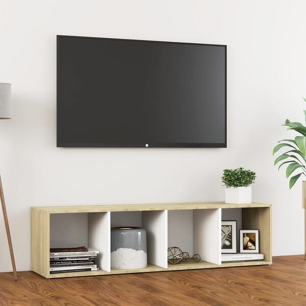 TV Cabinet White and Sonoma Oak 56.1