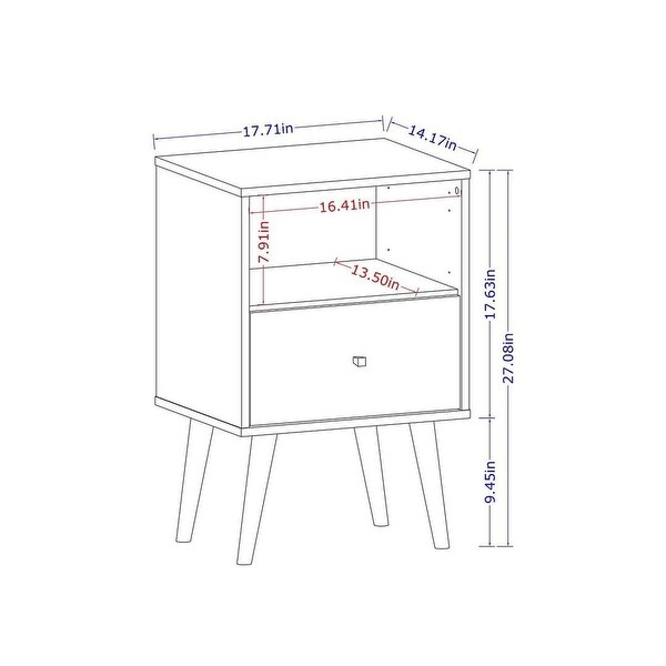 Mid-Century Modern Nightstand with 1 Cubby Space and 1 Drawer in Black - - 37165171