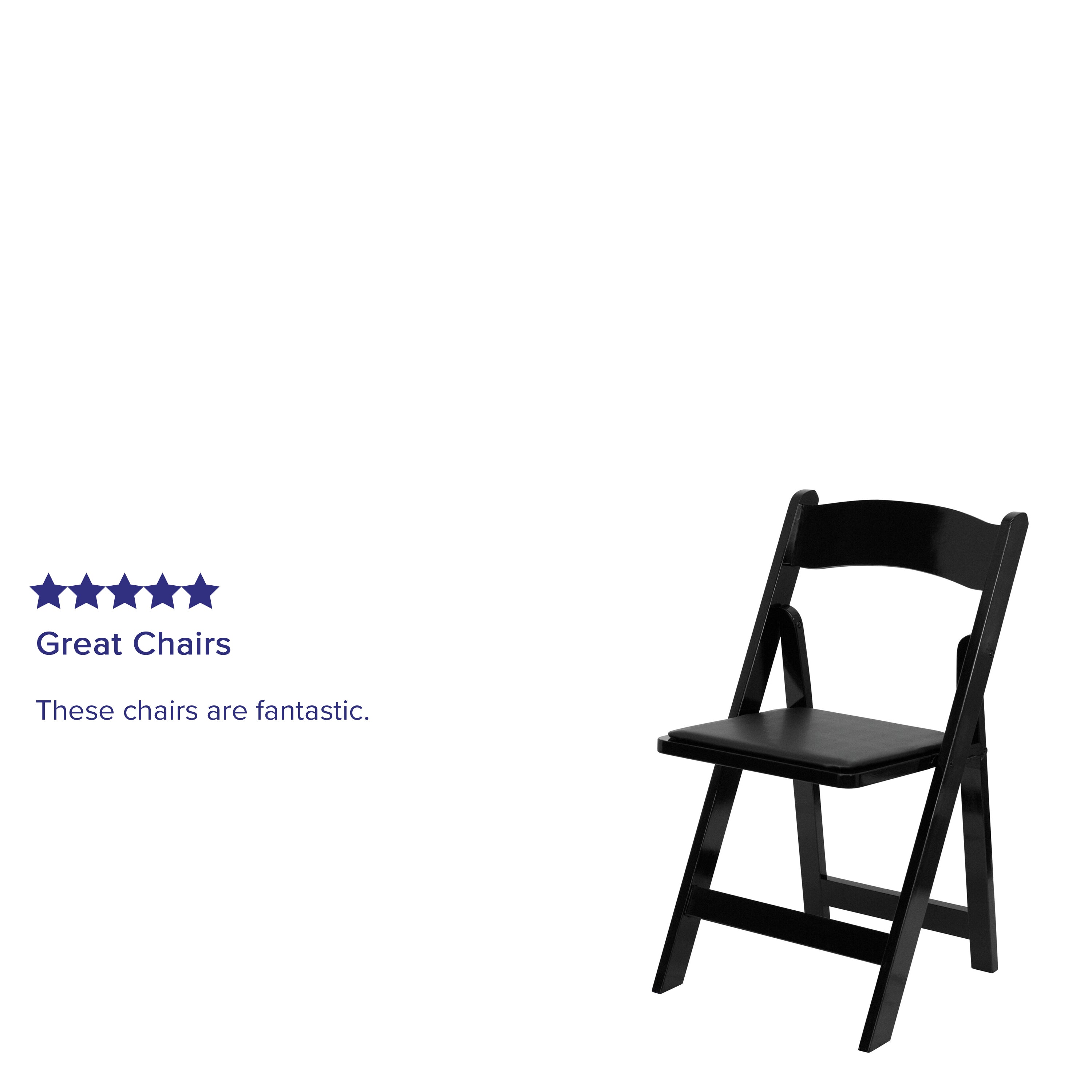 Emma + Oliver 2 Pack Black Wood Folding Chair with Vinyl Padded Seat