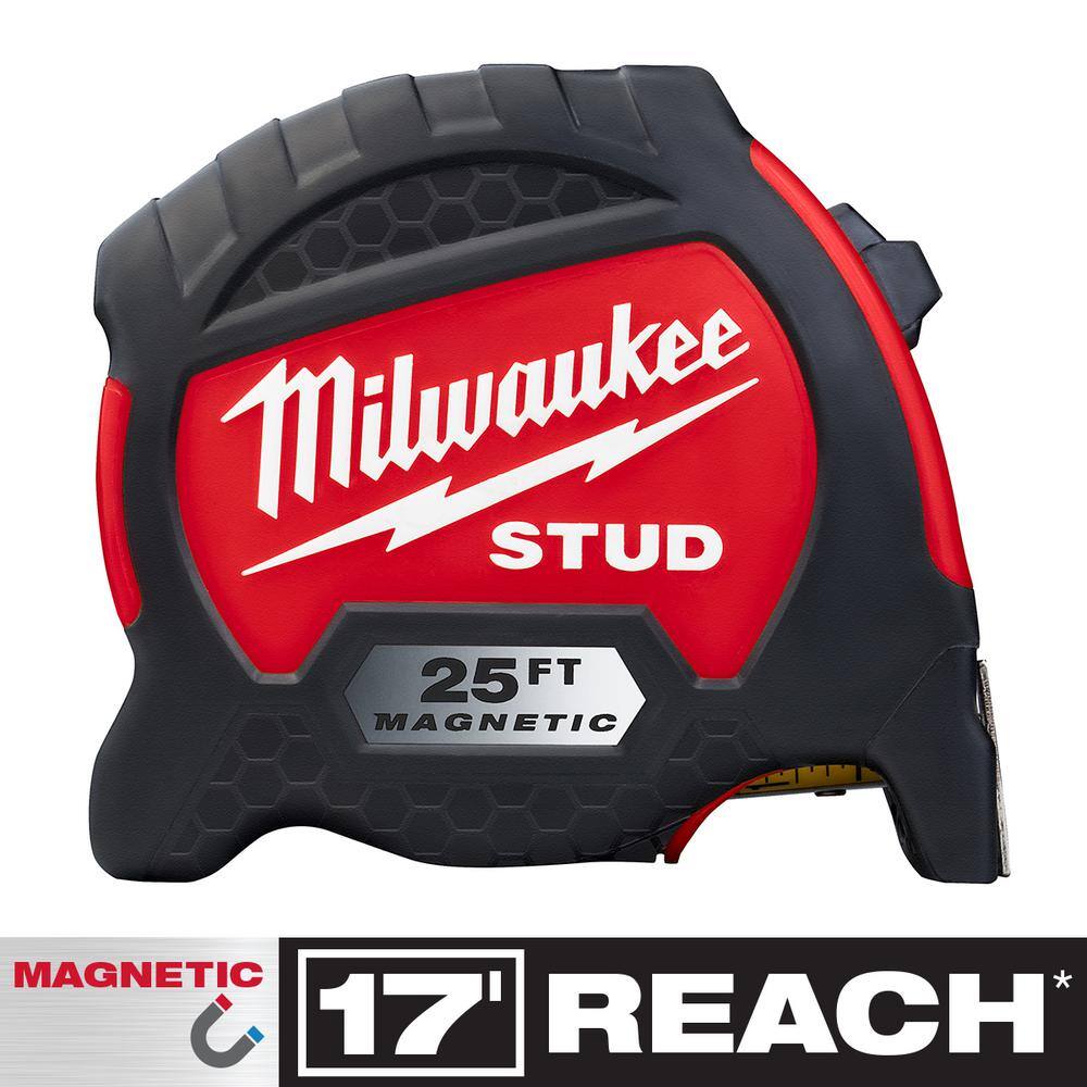 MW 25 ft. x 1-516 in. Gen II STUD Magnetic Tape Measure with 17 ft. Reach 48-22-9725M