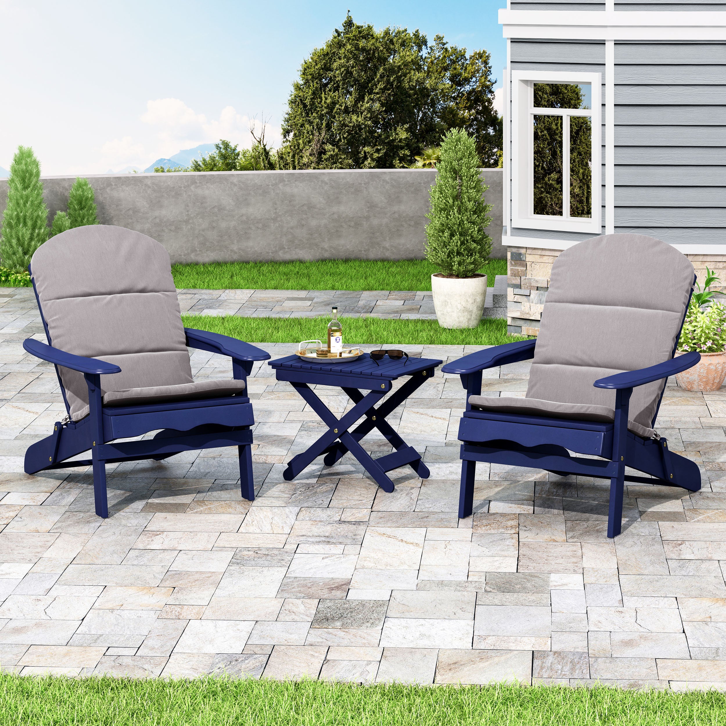 Reed Outdoor 2 Seater Acacia Wood Chat Set with Water Resistant Cushions