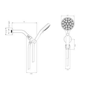 LORDEAR 8-Spray Patterns with 1.8 GPM 4.7 in. Wall Mount Handheld Shower Head in Matte Black H-SLF17006-B