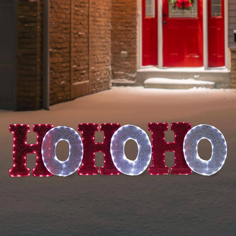 76.75 in. LED Lighted Ho Ho Ho Christmas Outdoor Decoration 35252100