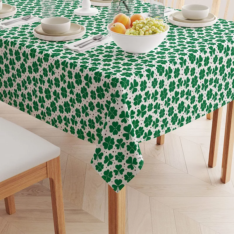 Rectangular Tablecloth， 100% Polyester， 60x104， St. Patrick's Day Shamrock Decoration