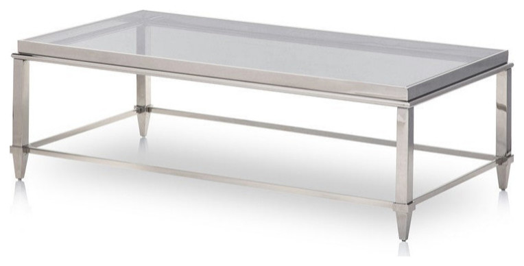 Sonia Modern Glass and Stainless Steel Coffee Table   Contemporary   Coffee Tables   by V.S.D Furniture  Houzz