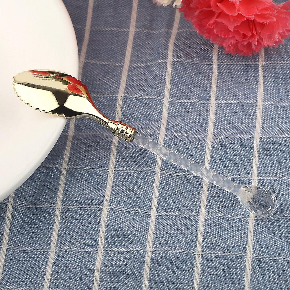 Crystal Handle Leaf Type Coffee Spoon Dessert Spoon Dessert Scoop Stir Spoon