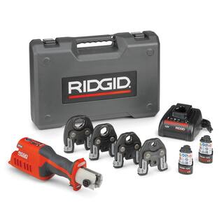 RIDGID RP 241 Compact Inline Press Tool Kit Includes 4 ProPress Jaws (12 34 1 1-14 in.) 2-12V Batteries Charger + Case 57363