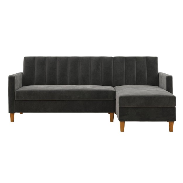 Delila Futon Sectional With Storage Dark Gray Velvet Room amp Joy