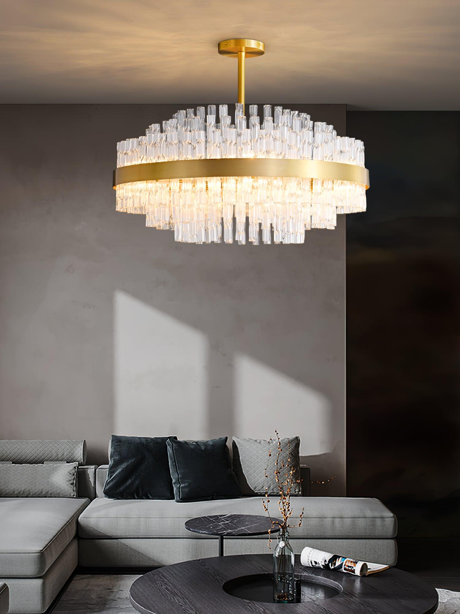 Gold & Clear Rod Chandelier