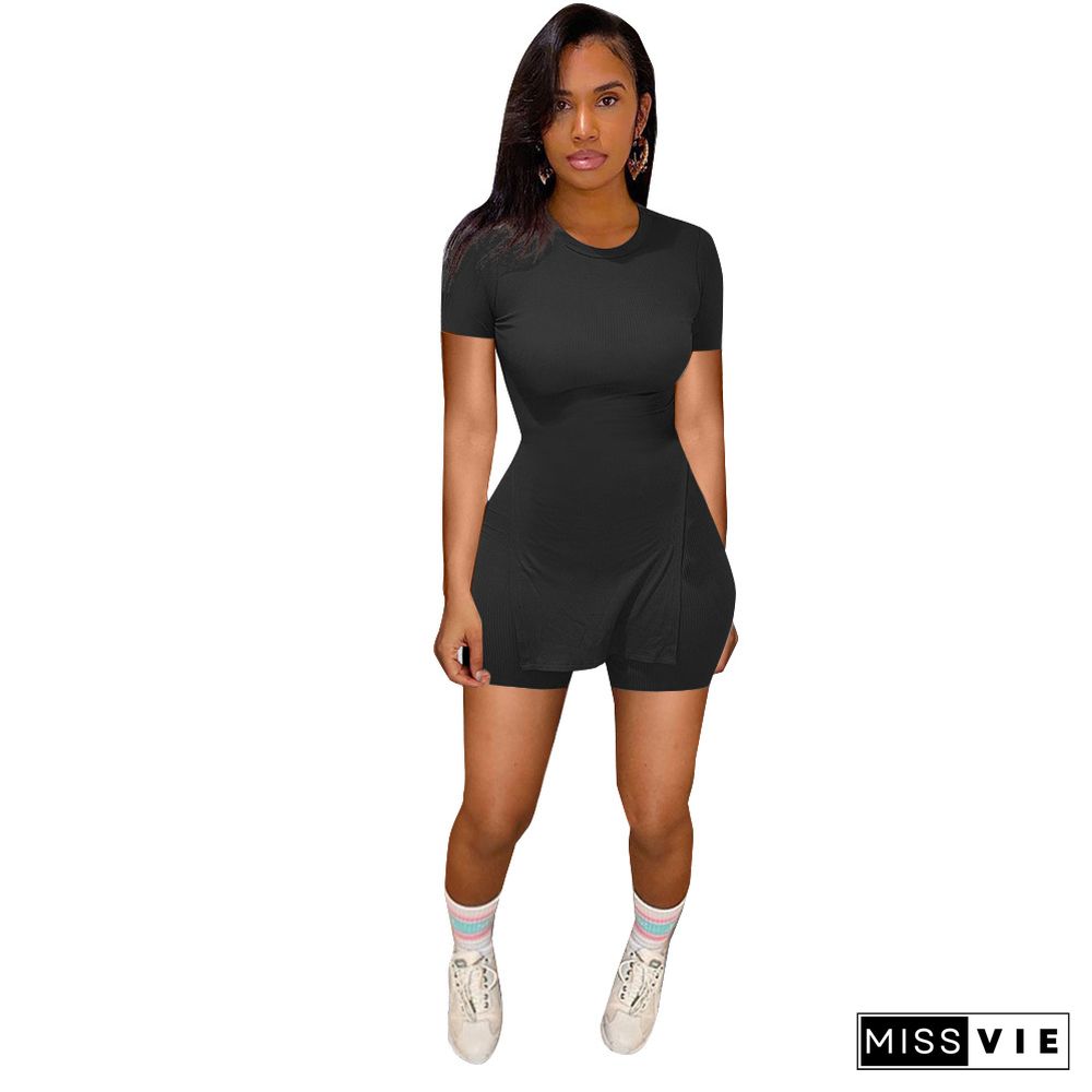 Short Sleeve Side Split T Shirt+Shorts Tracksuit