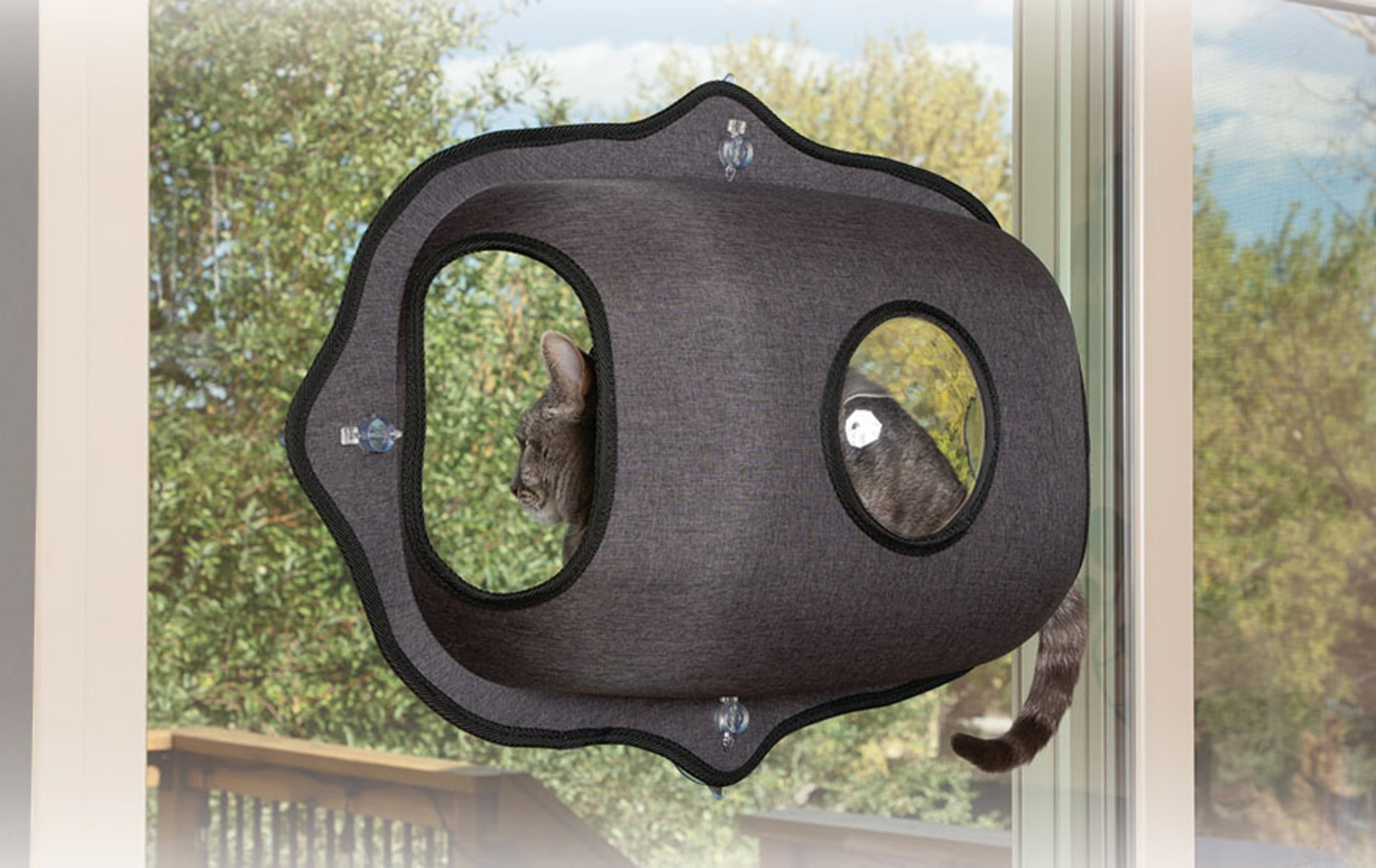 KandH Pet Products EZ Mount Window Bubble Pod Kitty Sill Classy Dark Gray 27 X 20 Inches