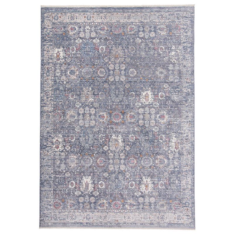 Weave and Wander Tirza Blue Distressed Ornamental Bohemian Area Rug