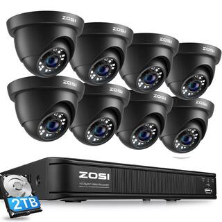 ZOSI 8-Channel 5Mp-Lite 2TB DVR Security Camera System with 8 1080p Outdoor Wired Cameras Surveillance System 8VM-418B8S-20-US