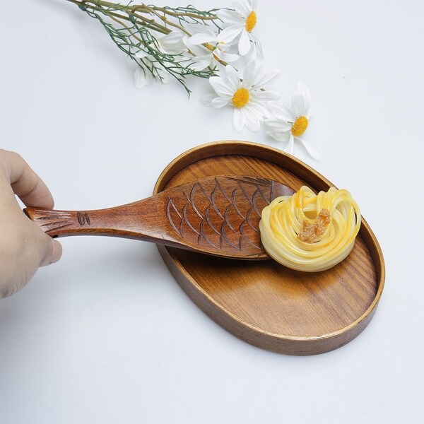 Wooden Rice Spoon Nonstick Heat-resistant Spatula Tableware Paddle - Wood Color - 7.5