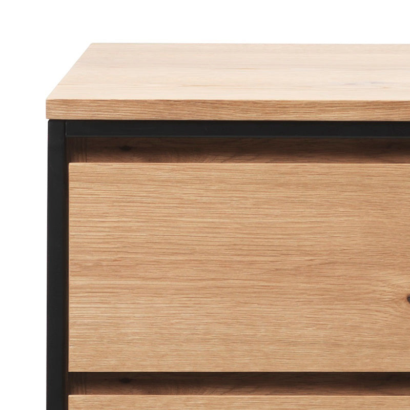 RIVOLI Chest of 3 Drawers - Natural Oak / Black