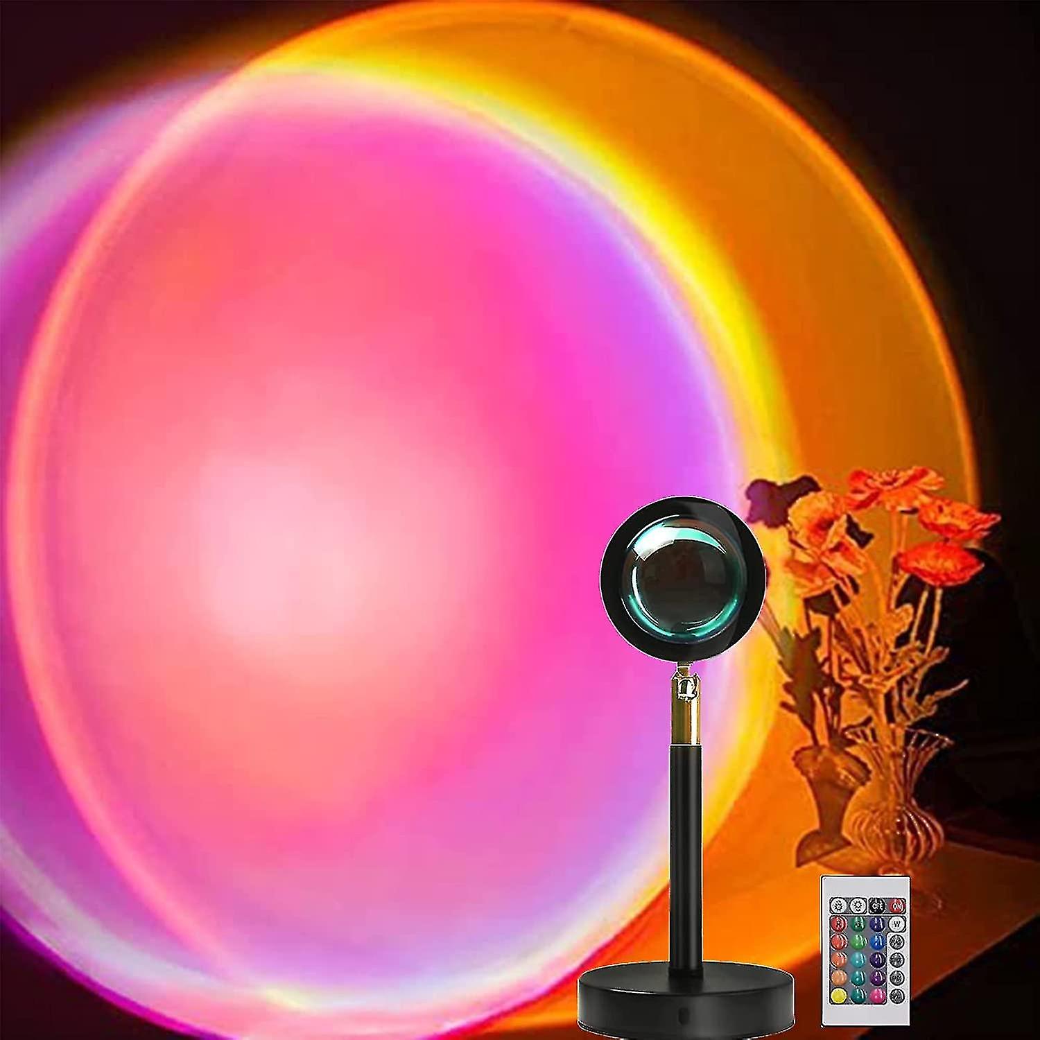 Sunset Projection Lamp，16 Colors Projector Lights Rotation Rainbow Projection Lamp 180 Degree Usb Ch