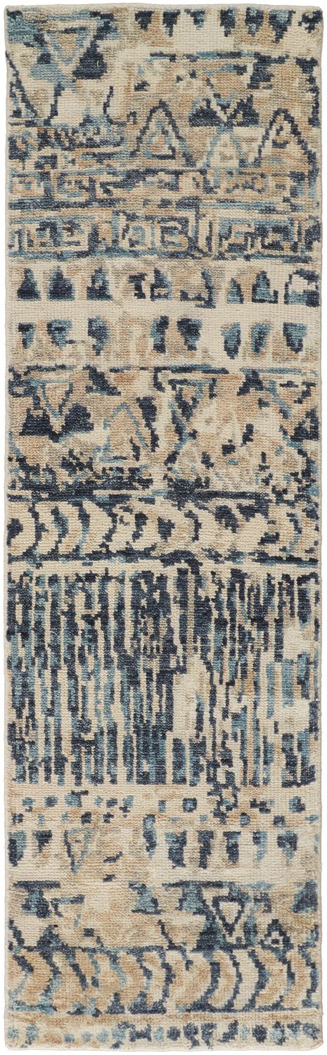 Scottsdale Hand Knotted Blue and Beige Rug by BD Fine