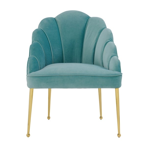 Silver Orchid Zelenka Sea Blue Velvet Chair