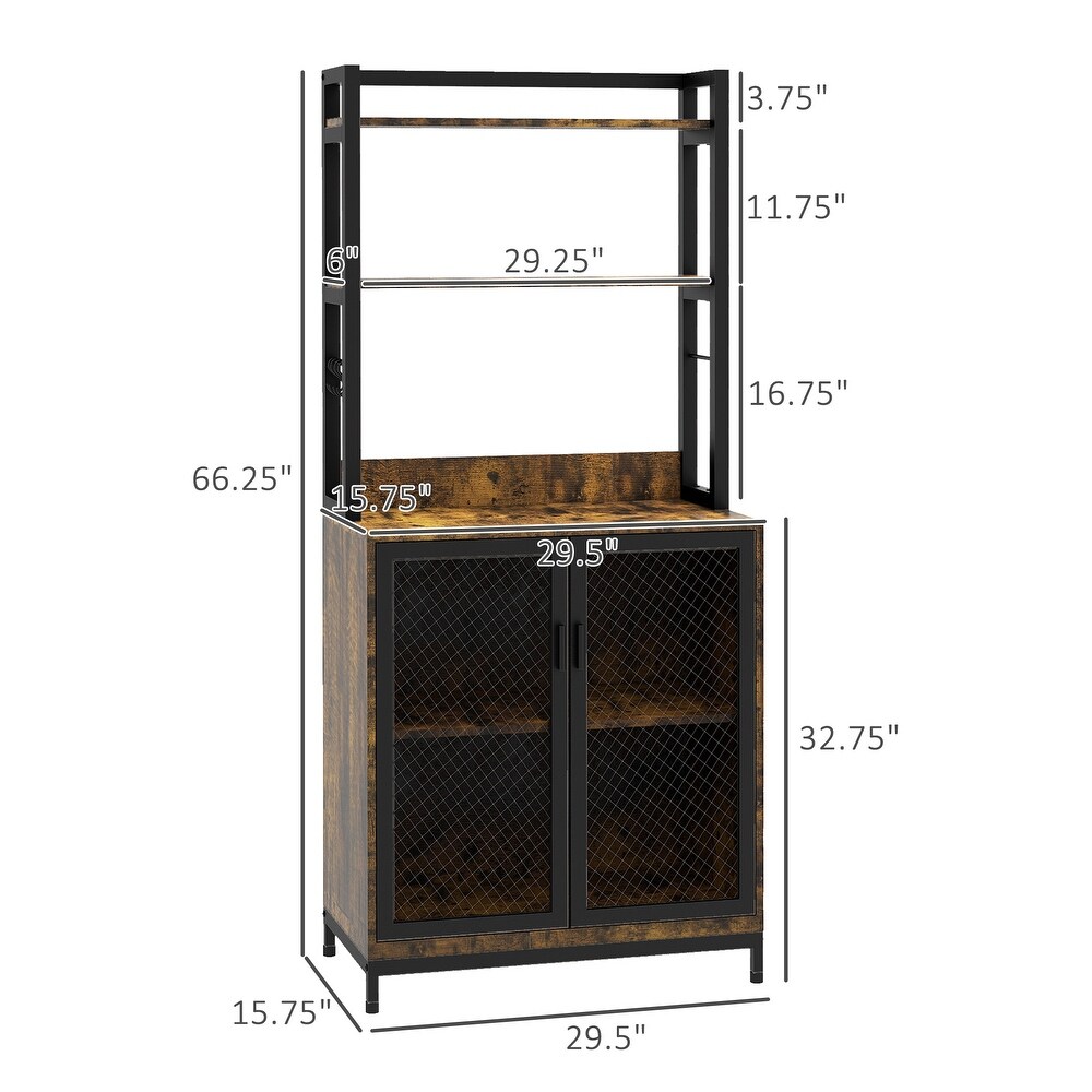 Kitchen Bakers Rack with Adjustable Shelves and 4 Hooks