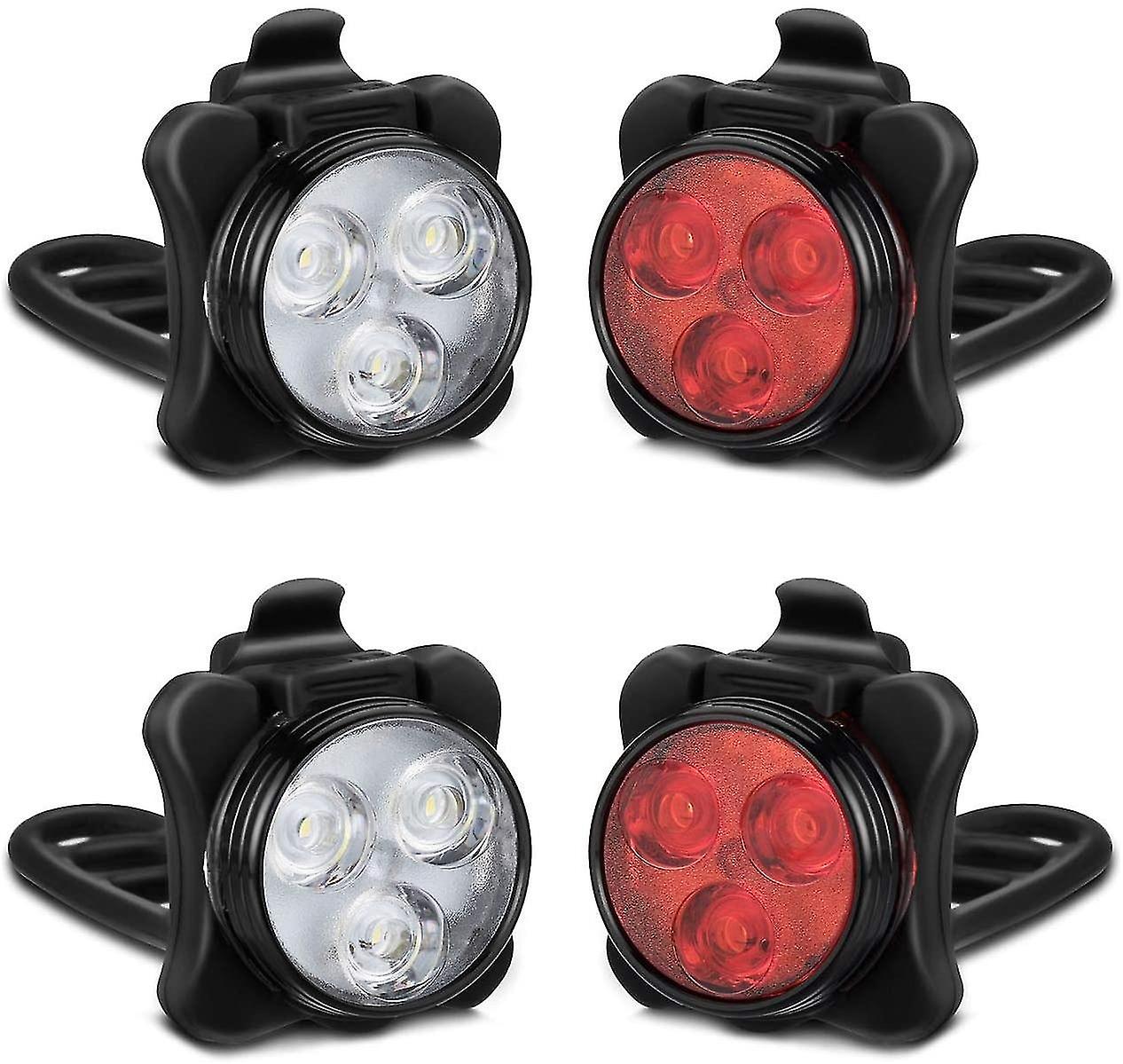 Akale Rechargeable Bike Lights Set， Led Bicycle Lights Front And Rear， 4 Light Mode Options， 650mah Lithium Battery， Bike Headlight， Ipx4 Waterproof，