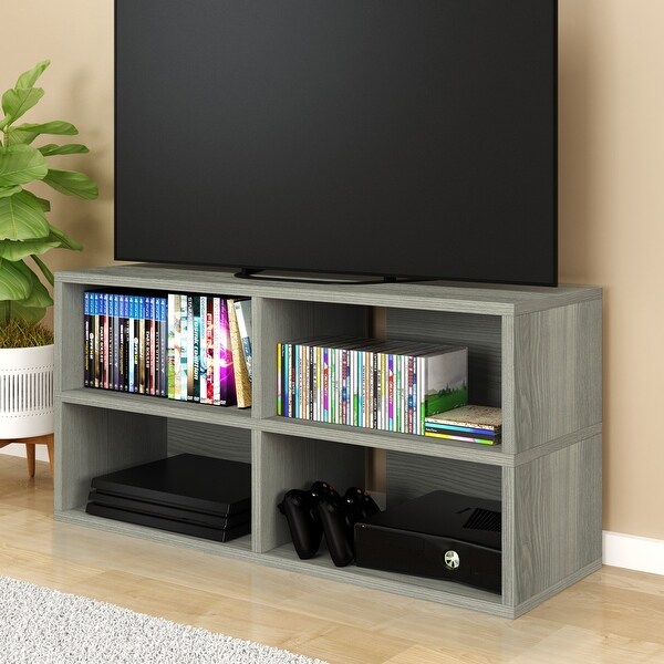 WAY BASICS Media Storage Shelf Entertainment Center - Holds 31 DVD BluRay PS5 Video Games or 42 CDs TV Stand