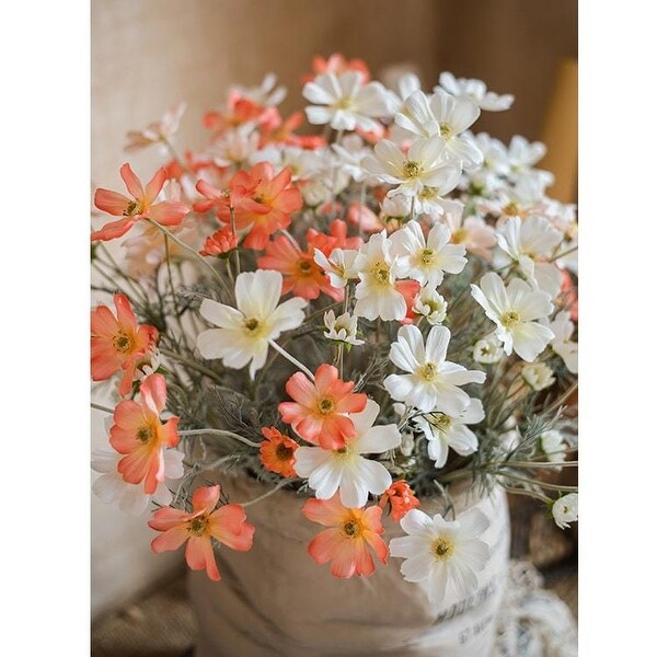 RusticReach Silk Cosmos Stem in Orange or White 24 Tall