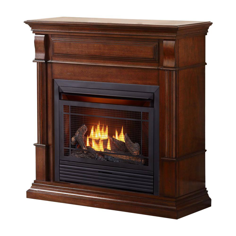 Duluth Forge Dual Fuel Ventless Gas Fireplace - 26000 BTU Remote Control Auburn Cherry Finish 170106