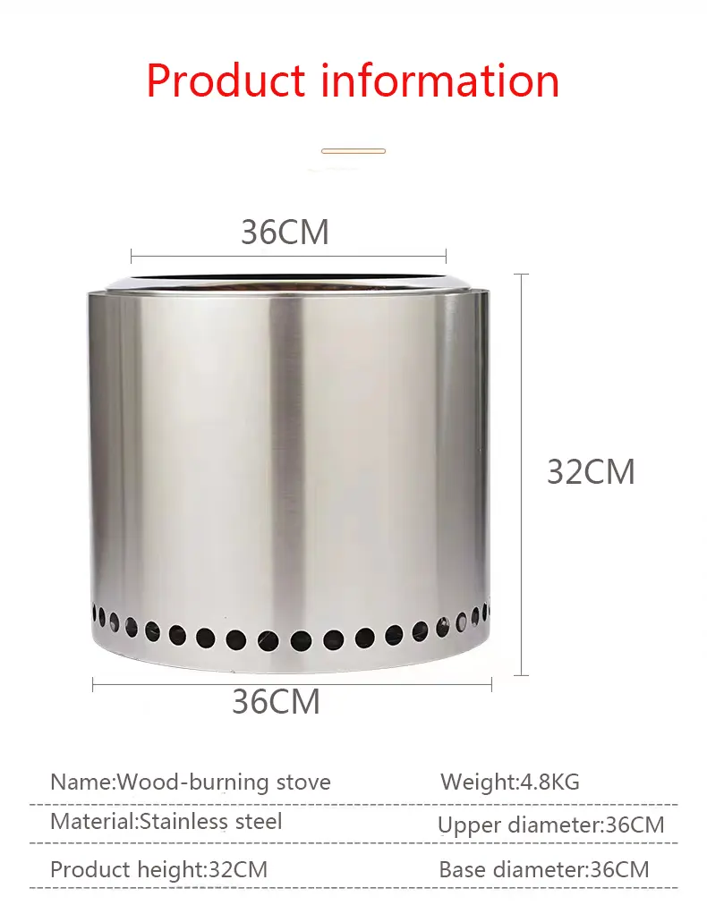 OEM  Outdoor Cooking outdoor stainless steel wood cook stove in diameter 68cm  47cm 36cm 26cm