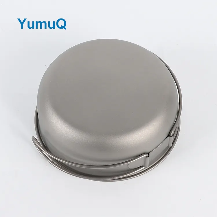 YumuQ 2 Pieces Lightweight Collabsible Titanium Camping Pots Cooking For Outdoor Travel Hiking Travel