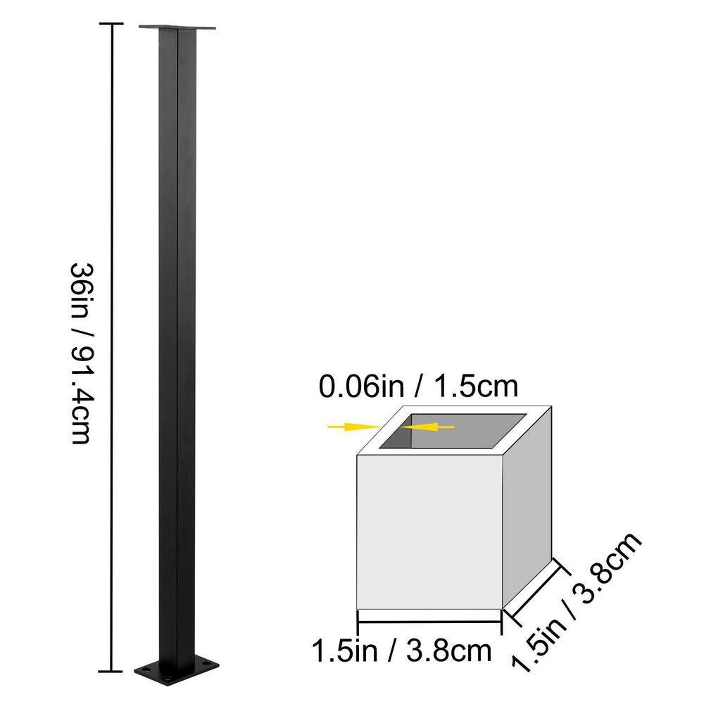 VEVOR Stainless Stair Handrail 36 in. x 1.5 in. x 1.5 in. Cable Railing Post Without Hole Deck Railing with Mount Bracket LGZ91.43.83.8QO7KV0