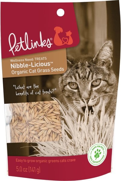 Petlinks Nibble-Licious Organic Cat Grass Seeds， 5-oz bag