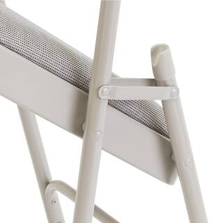 National Public Seating Grey Fabric Padded Seat Stackable Folding Chair (Set of 4) 2302